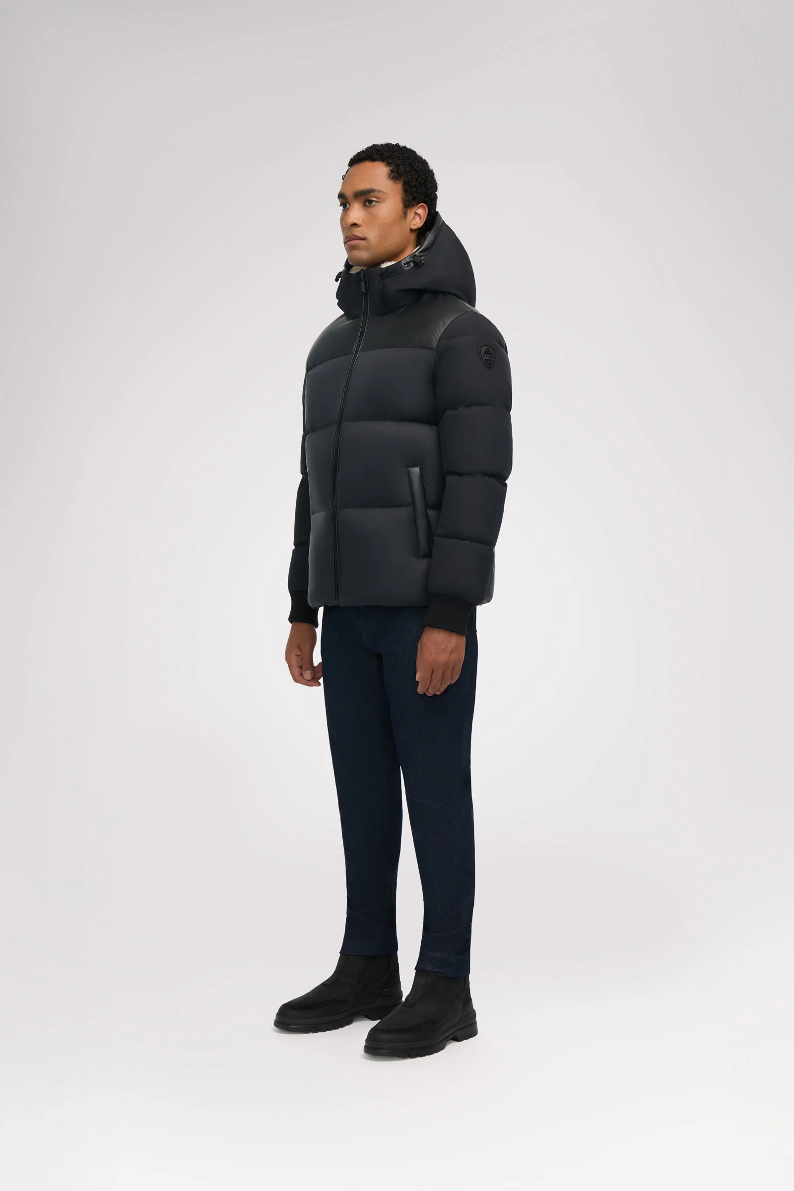 Rigel Men's Mixed Media Faux Shearling Puffer - Image 11