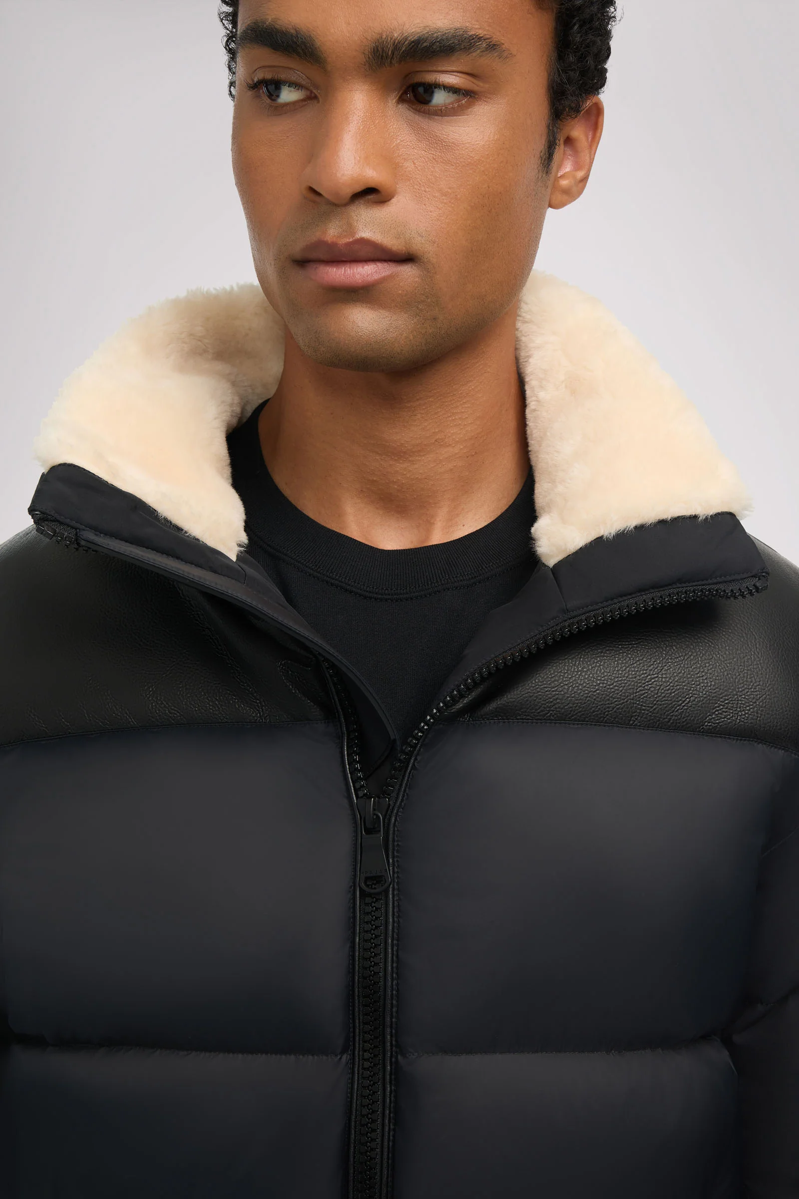 Rigel Men's Mixed Media Faux Shearling Puffer - Image 15