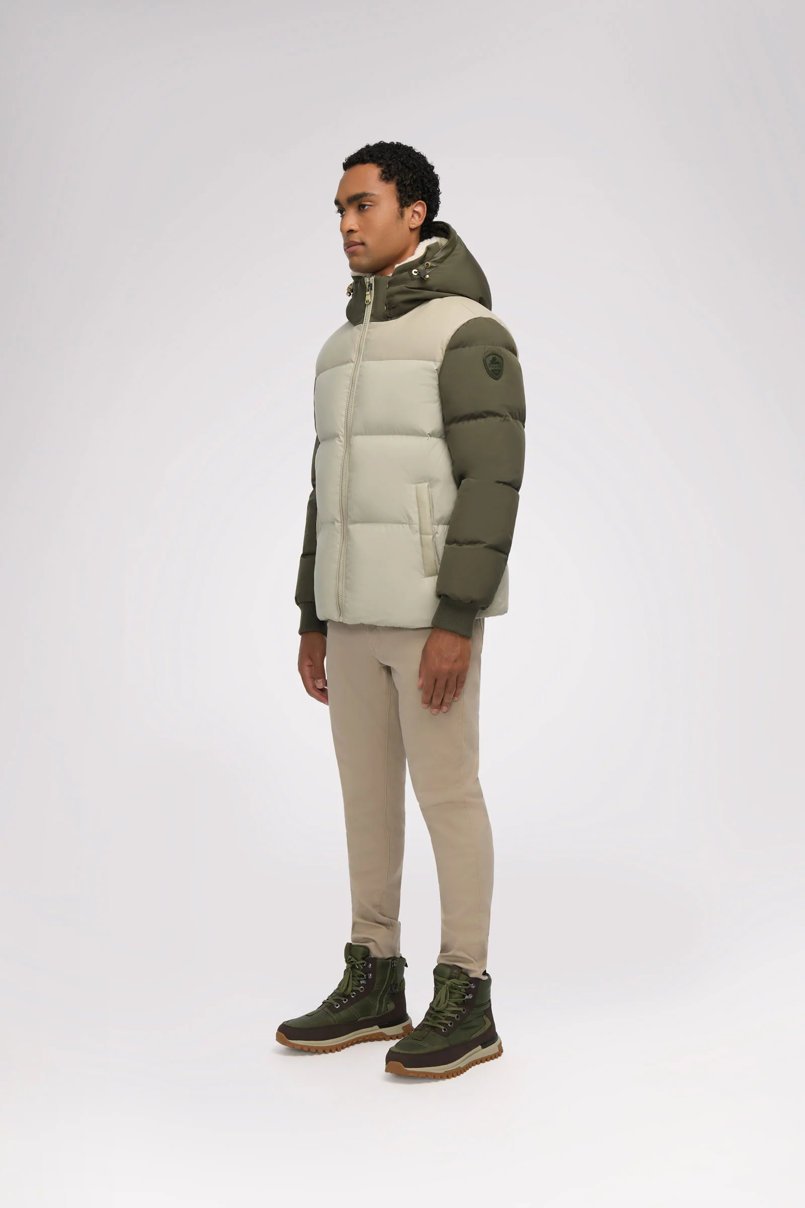 Rigel Men's Mixed Media Faux Shearling Puffer - Image 3